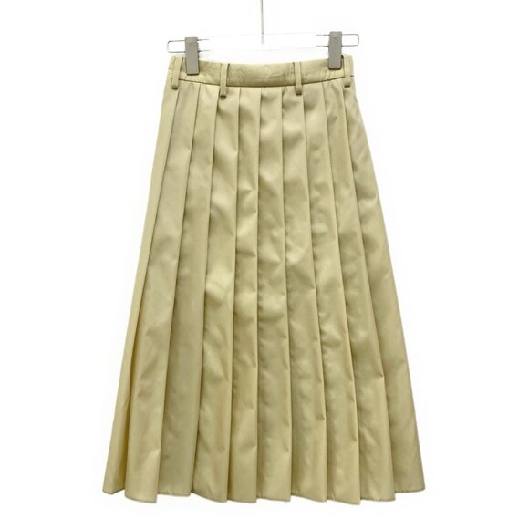 Prada Re-Nylon Khaki Pleated Skirt With Logo Triangle Size XS Brand New With Tag - Picture 2 of 8